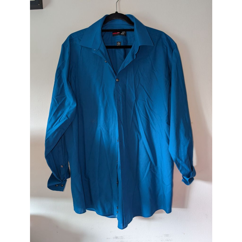 Men's J. Ferrar Blue Dress Shirt Neck 17-17.5, 34/35, XL